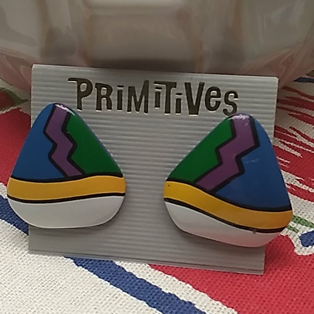 Color Block Geometric 1980's Earrings